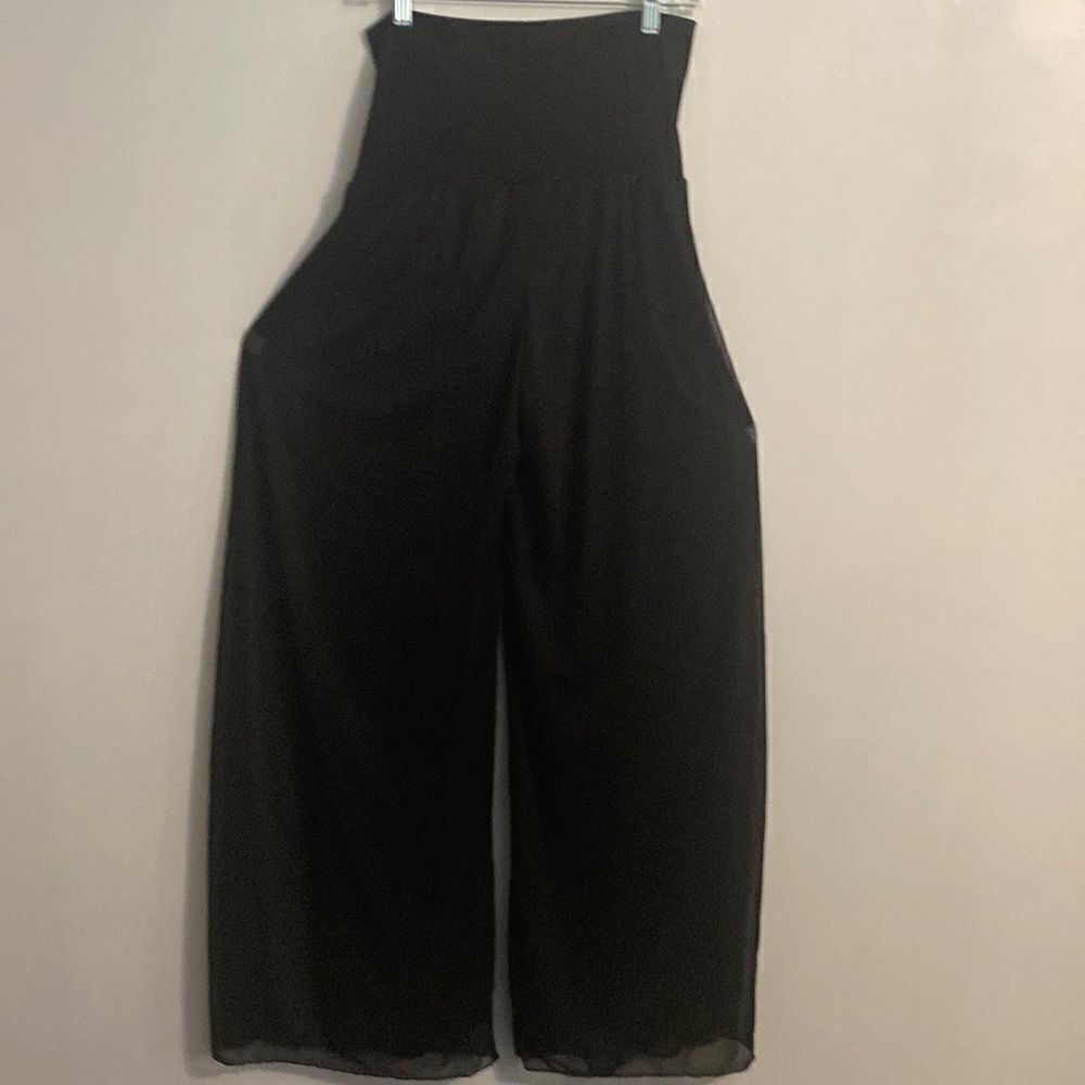 I.N. San Francisco Black high waisted overlay wide leg pants, size Large